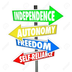 21521184-the-words-independence-autonomy-freedom-and-self-reliance-on-four-road-sign-arrows-pointing-and-dire